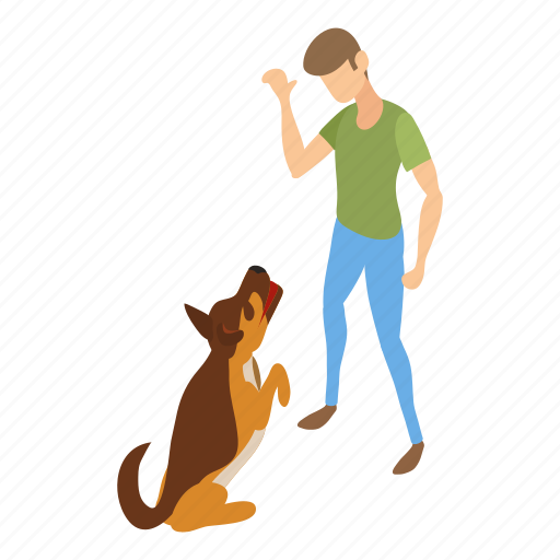 Animal, business, dog, isometric, training, woman icon - Download on Iconfinder