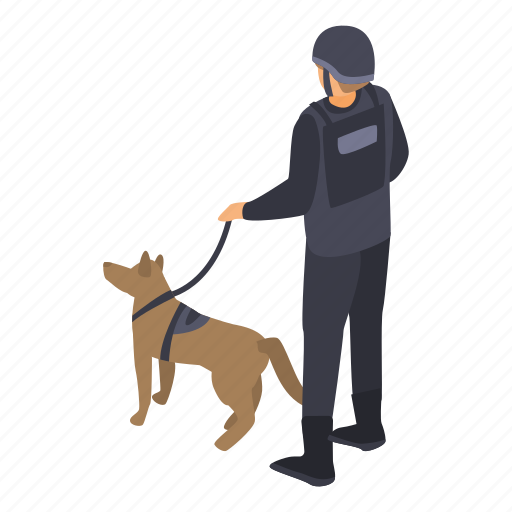 Cartoon, cynologist, dog, isometric, police, school, silhouette icon - Download on Iconfinder