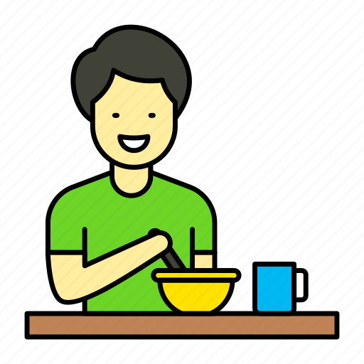 Man, eating, breakfast, healthy, ready up, mug icon - Download on Iconfinder