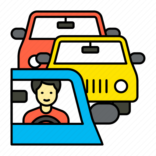 Angry driver, stuck, traffic jam, daily routine, heavy, load, car icon - Download on Iconfinder