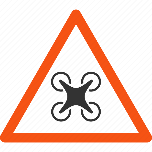 Airdrone, caution, danger avion, flying drone, hazard, quadcopter, warning icon - Download on Iconfinder