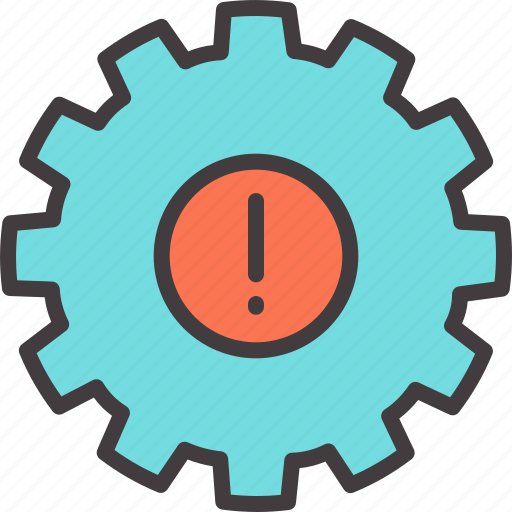 Alert, attention, business, cogwheel, gear, mechanism, notification icon - Download on Iconfinder
