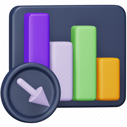 Decrease, data, analytics, analysis, chart, loss, down 3D illustration - Download on Iconfinder