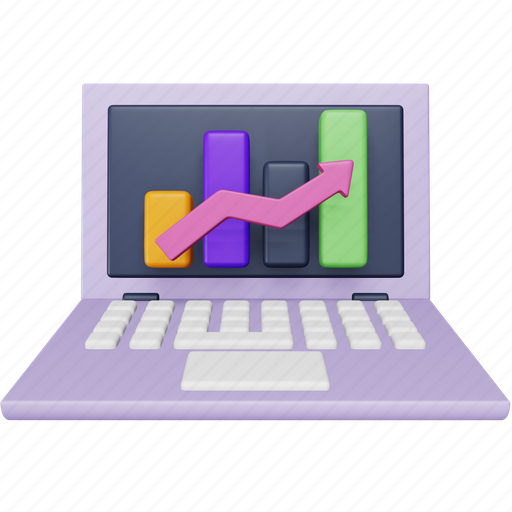 Growth, analysis, data, analytics, laptop, traffic, diagram 3D illustration - Download on Iconfinder