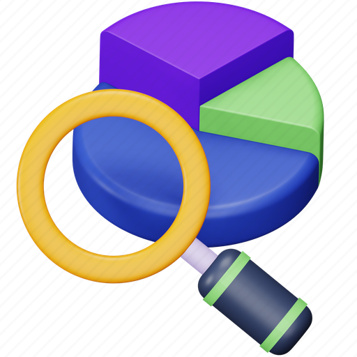 Research, data, analytics, analysis, pie chart, loupe, graph 3D illustration - Download on Iconfinder