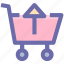 shopping, arrow, move, cart, up, upload 