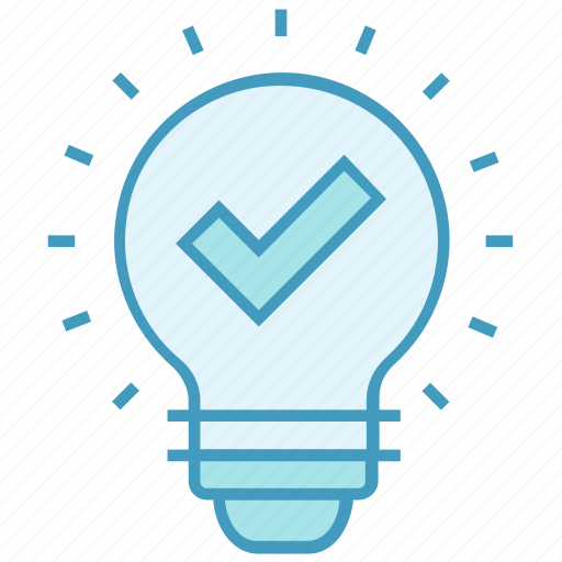Bulb, check, creative, data analytics, idea, light, tick icon - Download on Iconfinder
