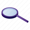 cartoon, find, glass, isometric, magnify, magnifying, search