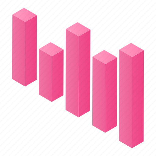 Banner, bars, business, cartoon, graph, isometric, pink icon - Download on Iconfinder