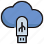 usb, cloud, data, transfer, storage icon, file, drive 