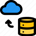 database, cloud, server, upload