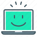 smile, emotion, laptop, cheerful