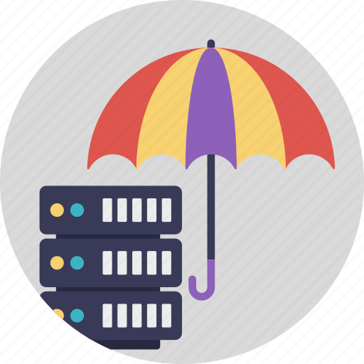Protected storage system, server inside umbrella, server protection for storage, server protection symbol, server security icon - Download on Iconfinder