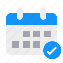 calendar, date, done, event, month, schedule
