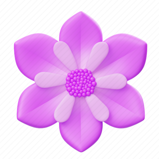 Purple, flower, floral, leaf, nature, blossom, spring 3D illustration - Download on Iconfinder