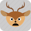 deer, emoticon, expression, face, sad, smile 