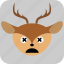 deer, emoticon, expression, face, sad, smile 