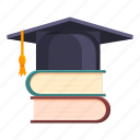 graduated, hat, books, graduation