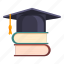 graduated, hat, books, graduation 