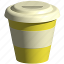 coffee, yellow coffee cup, take away, to go, cafe, espresso, cappuccino 