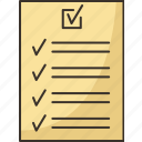 checklist, schedule, form, choice, document