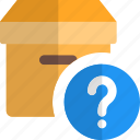 archive, box, delivery, question mark