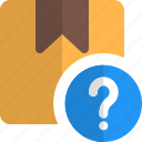 cardboard, delivery, question mark, query