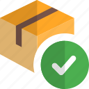 delivery, box, tick mark, approved