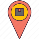 pin, box, location, tracking, delivery, logistics