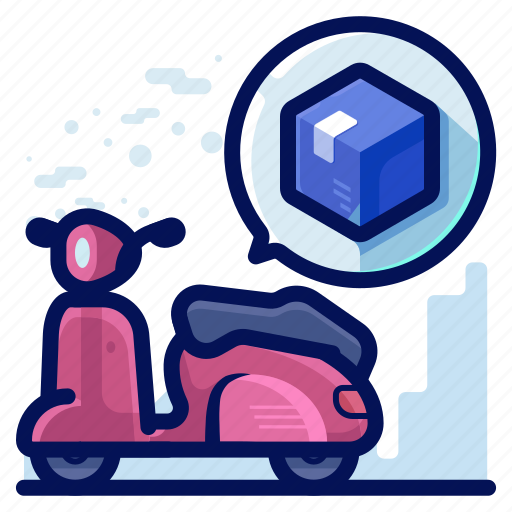 Box, delivery, scooter, shipment, shipping, transport icon - Download on Iconfinder