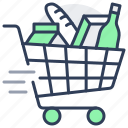 cart, delivery, food, home, meal, products