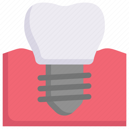 Dental care, dentist, denture, health, implantation, implanted in gum, tooth icon - Download on Iconfinder
