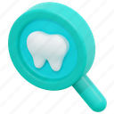 dental, checkup, magnifying, glass, loupe, teeth, tooth, 3d 