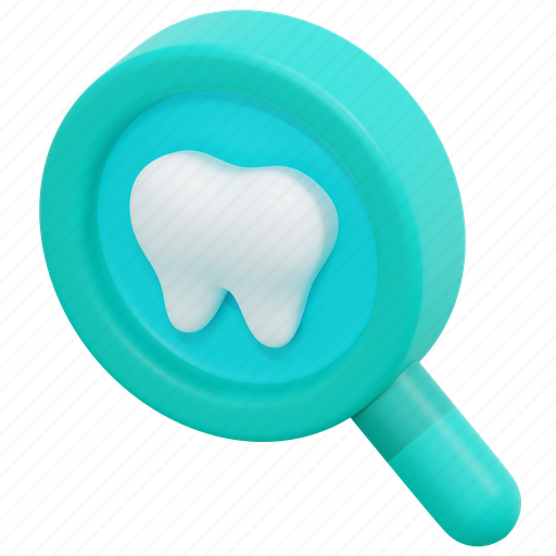 Dental, checkup, magnifying, glass, loupe, teeth, tooth 3D illustration - Download on Iconfinder