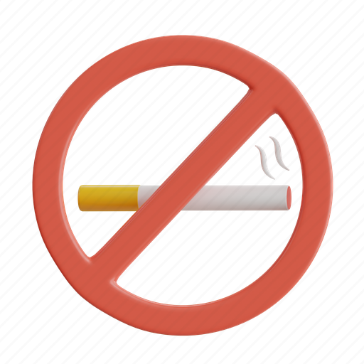 No, smoking, cigarette, stop, smoke, tobacco, forbidden 3D illustration - Download on Iconfinder