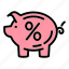 bank, business, deposit, percent, piggy 