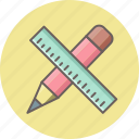 pencil, ruler, draw, drawing, edit, stationary, write