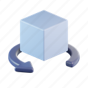 rotate, cube, arrow, 3d icon, direction, box 