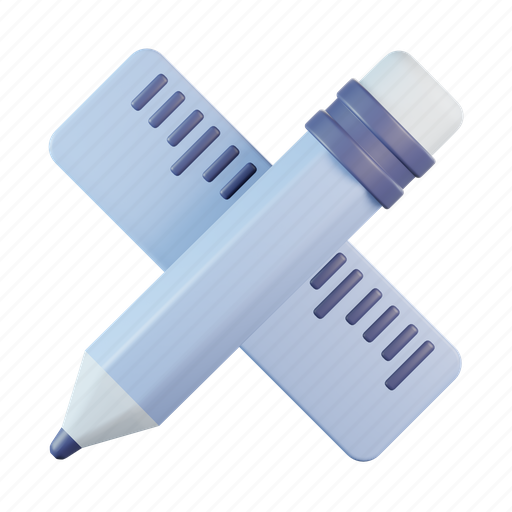 Pencil, ruler, stationery, drawing, edit, tool 3D illustration - Download on Iconfinder
