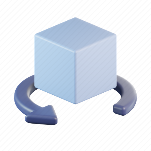 Rotate, cube, arrow, 3d icon, direction, box 3D illustration - Download on Iconfinder