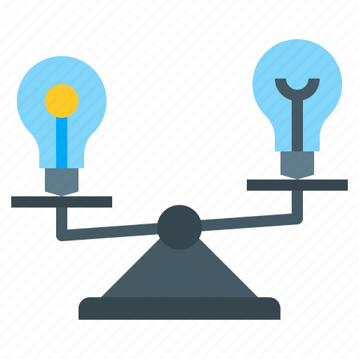 Compare, balance, idea, bulb, scale, design, thinking icon - Download on Iconfinder
