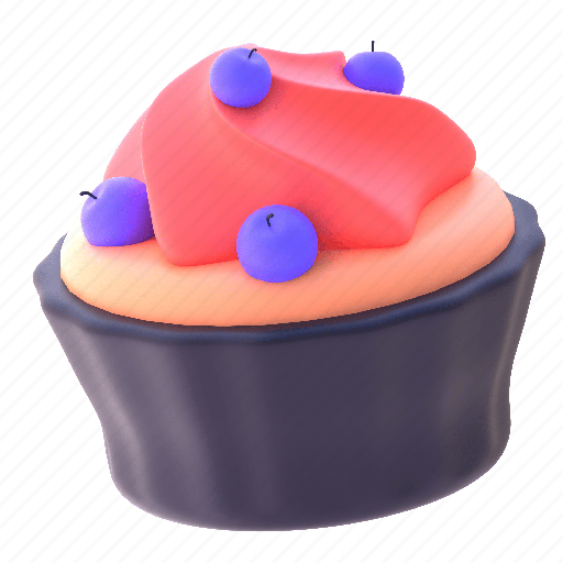 Muffin, dessert, food, cake 3D illustration - Download on Iconfinder
