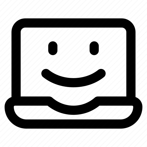 Laptop, face, happy, hour, emoji, emoticons icon - Download on Iconfinder
