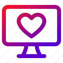monitor, love, online, dating, like, heart