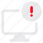 monitor, warning, broken, screen, computing 