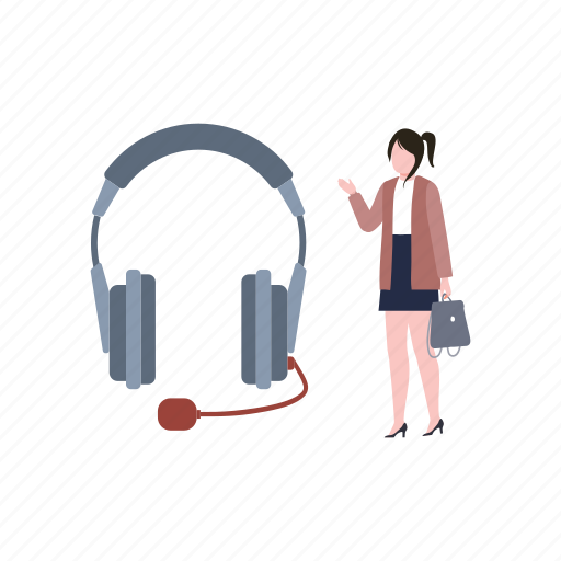 Headphone, wearing, headset, girl, standing icon - Download on Iconfinder