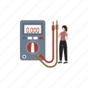 voltmeter, device, girl, working, current