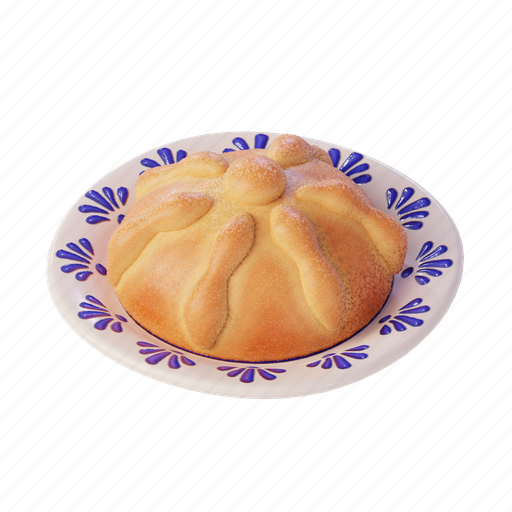 Stylized, pan de muerto, mexico, tradition, dia de muertos, folklore, bread 3D illustration - Download on Iconfinder