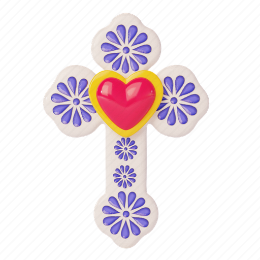 Stylized, talavera, talavera cross, cross, mexican, catholic, religion 3D illustration - Download on Iconfinder