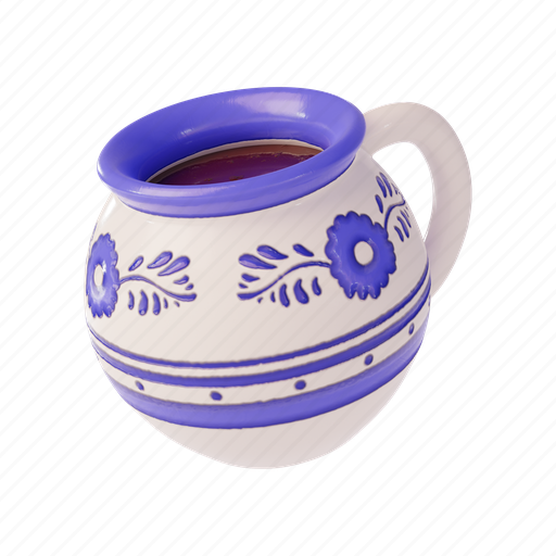 Stylized, talavera, talavera cup, cup of coffee, coffee, mexican, folklore 3D illustration - Download on Iconfinder